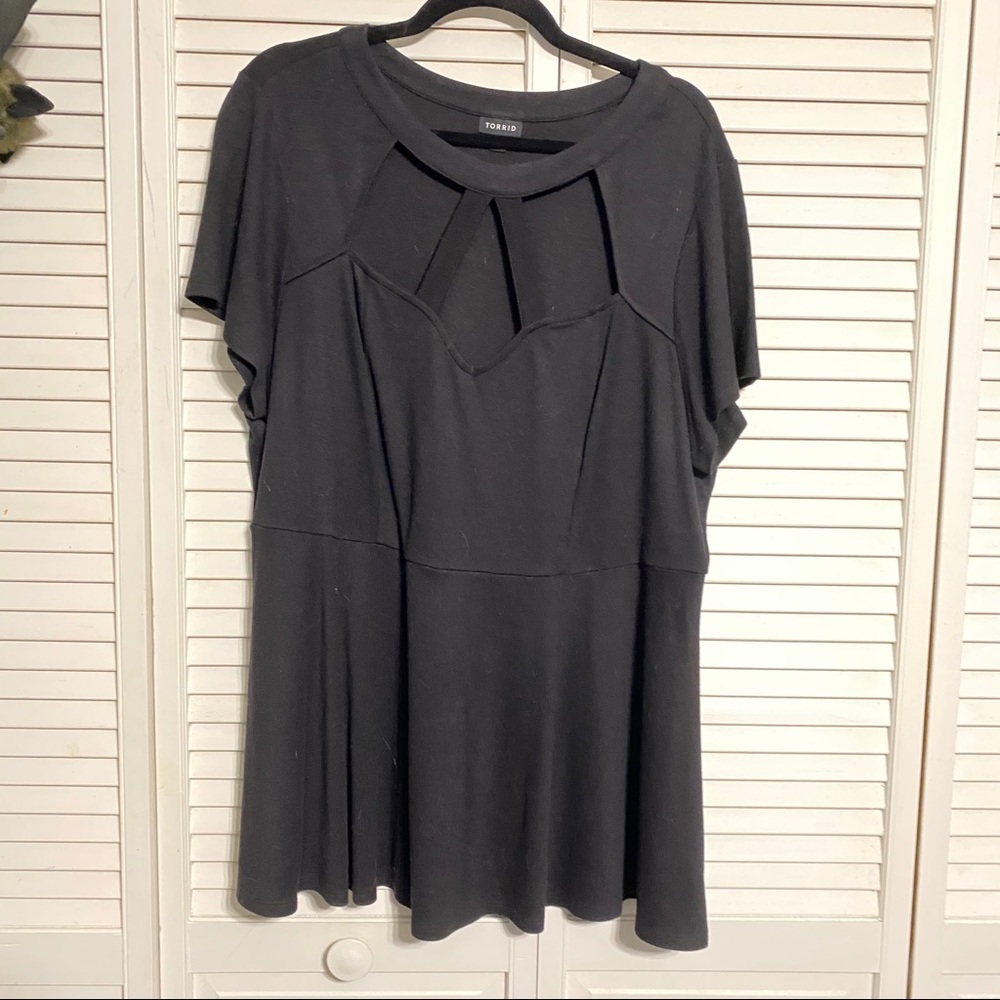 Torrid Geometric Cutout Peplum Top